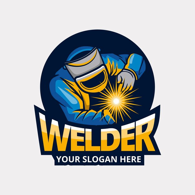 Modelo de logotipo de soldador detalhado