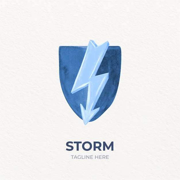 Modelo de logotipo de tempestade pintado em aquarela