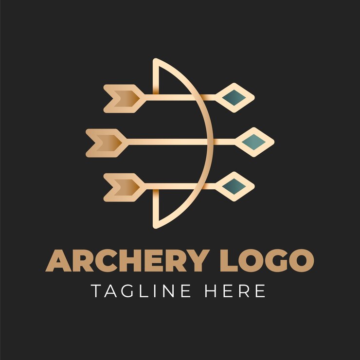 Vetor grátis modelo de logotipo de tiro com arco gradiente