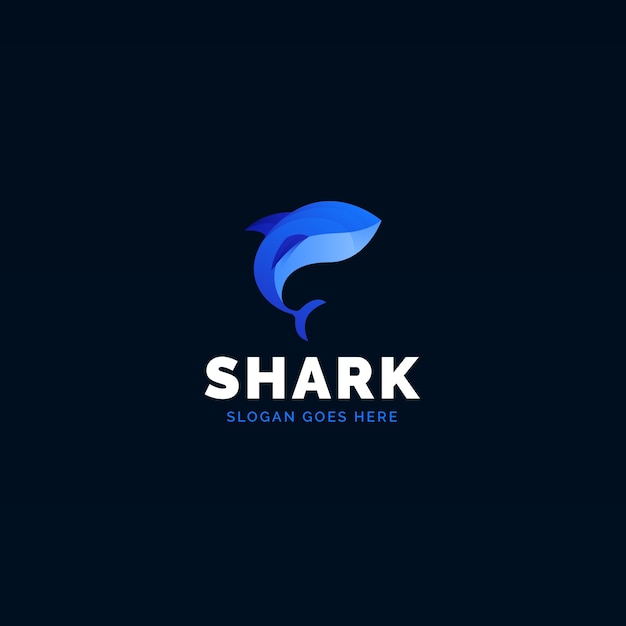 Modelo de logotipo de tubarão com gradiente colorido