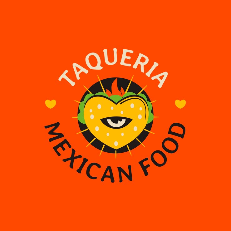 Vetor grátis modelo de logotipo desenhado à mão do restaurante taqueria