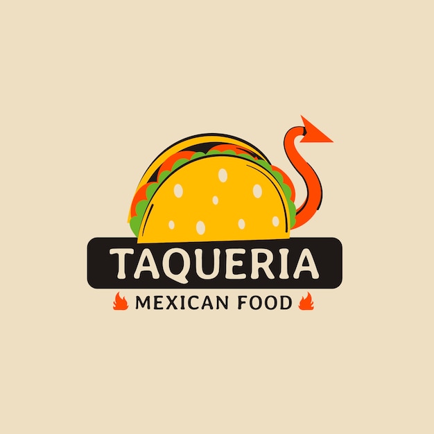 Modelo de logotipo desenhado à mão do restaurante Taqueria