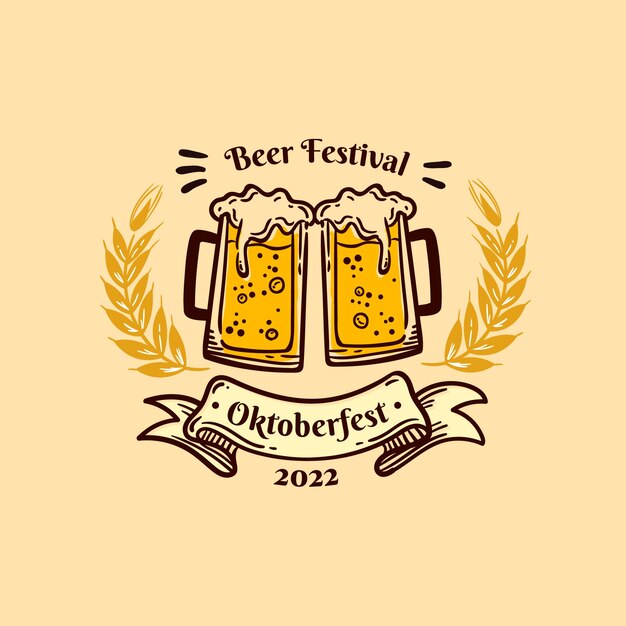 Modelo de logotipo desenhado à mão para o festival oktoberfest