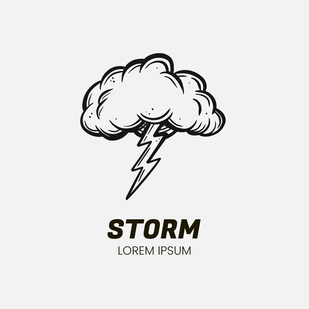 Modelo de logotipo desenhado à mão para tempestade