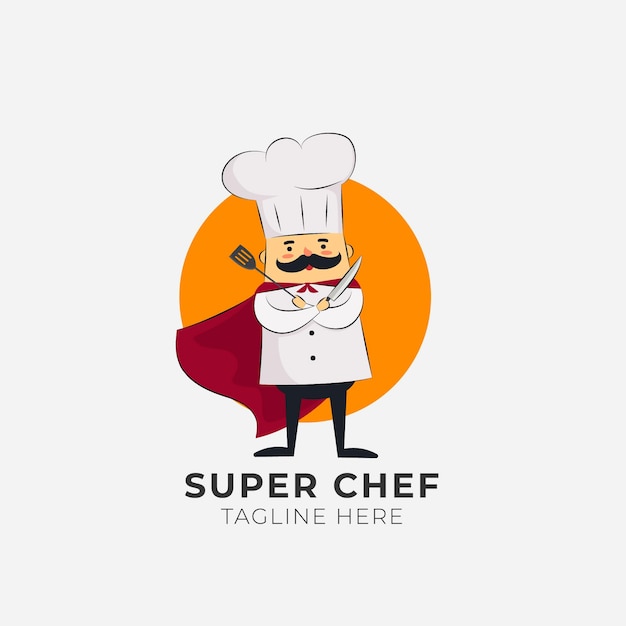 Vetor grátis modelo de logotipo detalhado do chef