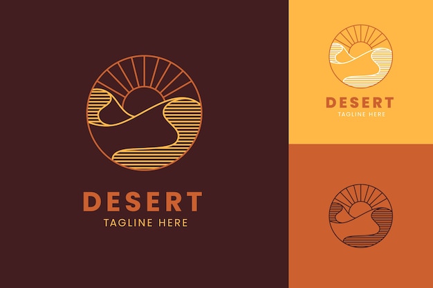 Modelo de logotipo do deserto desenhado à mão