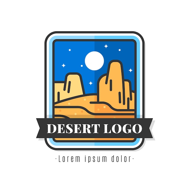 Vetor grátis modelo de logotipo do deserto desenhado à mão