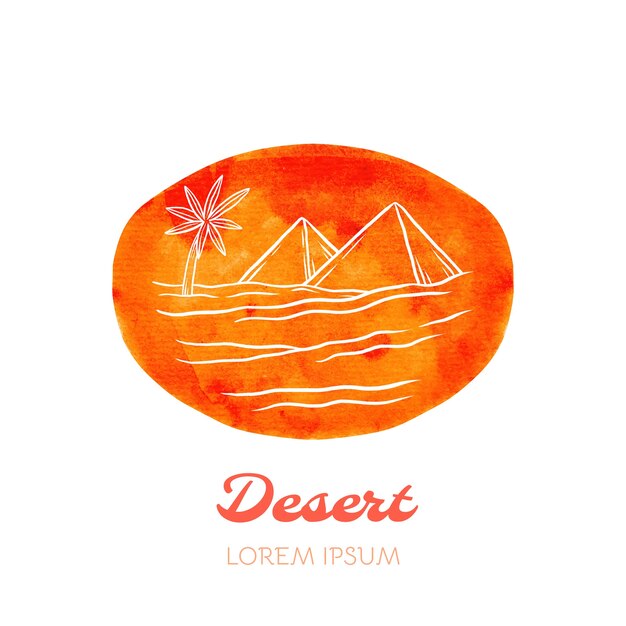 Modelo de logotipo do deserto em aquarela