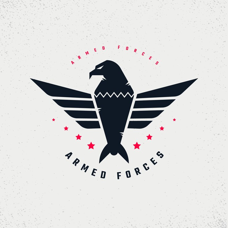 Vetor grátis modelo de logotipo do exército desenhado à mão