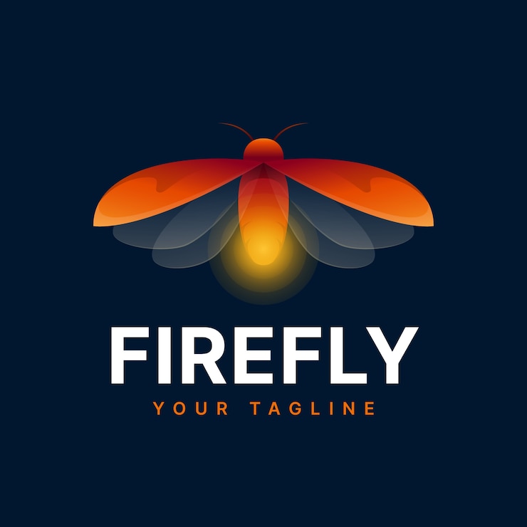 Vetor grátis modelo de logotipo do firefly de criativo gradiente