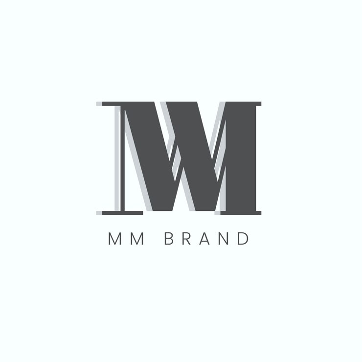 Vetor grátis modelo de logotipo em mm de design plano