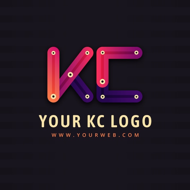 Vetor grátis modelo de logotipo gradiente ck ou kc
