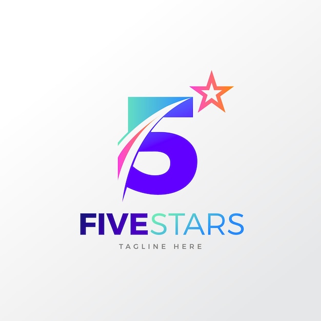 Modelo de logotipo gradiente de 5 estrelas