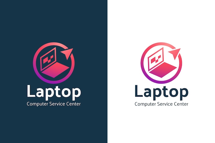 Vetor grátis modelo de logotipo gradiente de computador