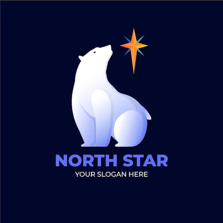 Vetor grátis modelo de logotipo gradiente estrela norte