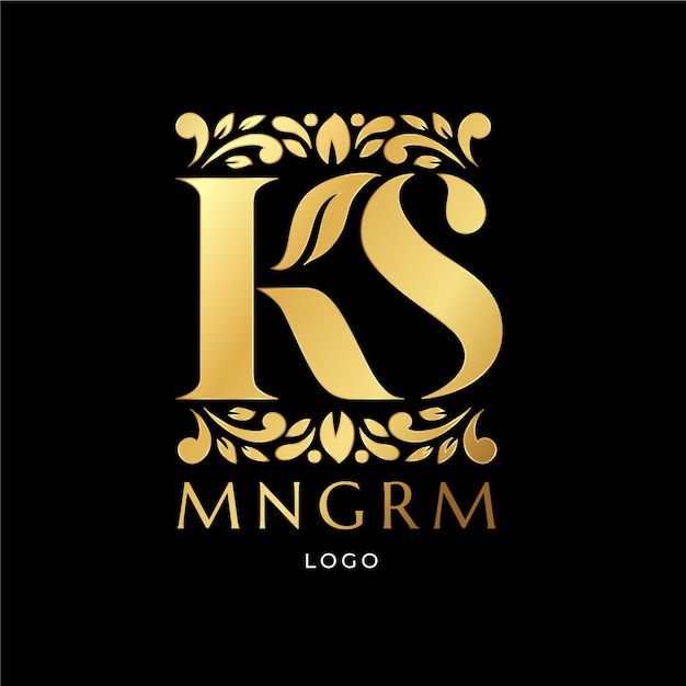 Modelo de logotipo gradiente ks ou sk