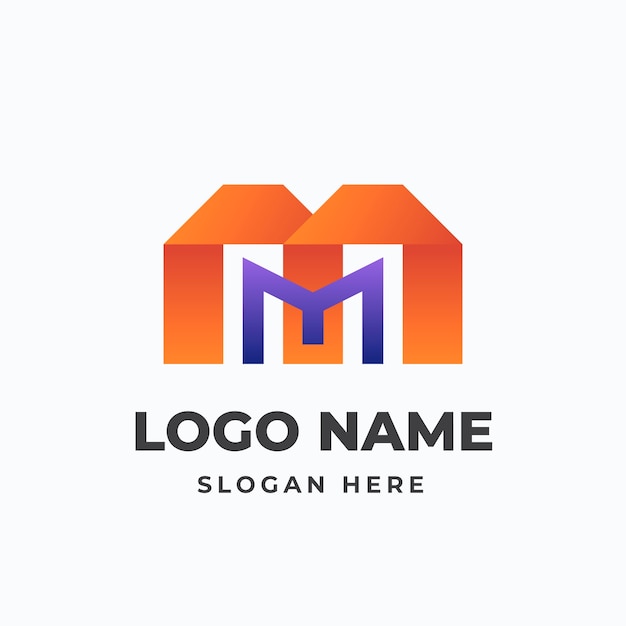 Modelo de logotipo gradiente mm