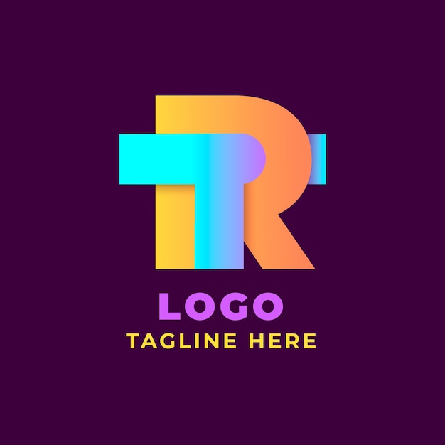 Modelo de logotipo gradiente monograma rt