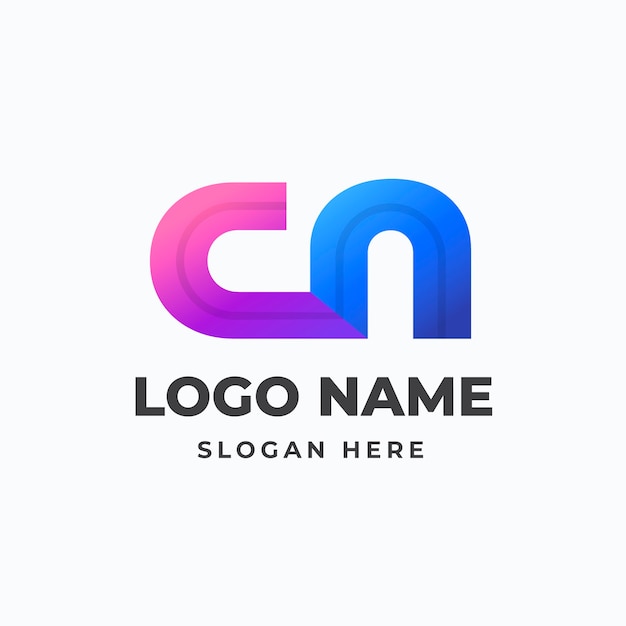 Modelo de logotipo gradiente nc ou cn