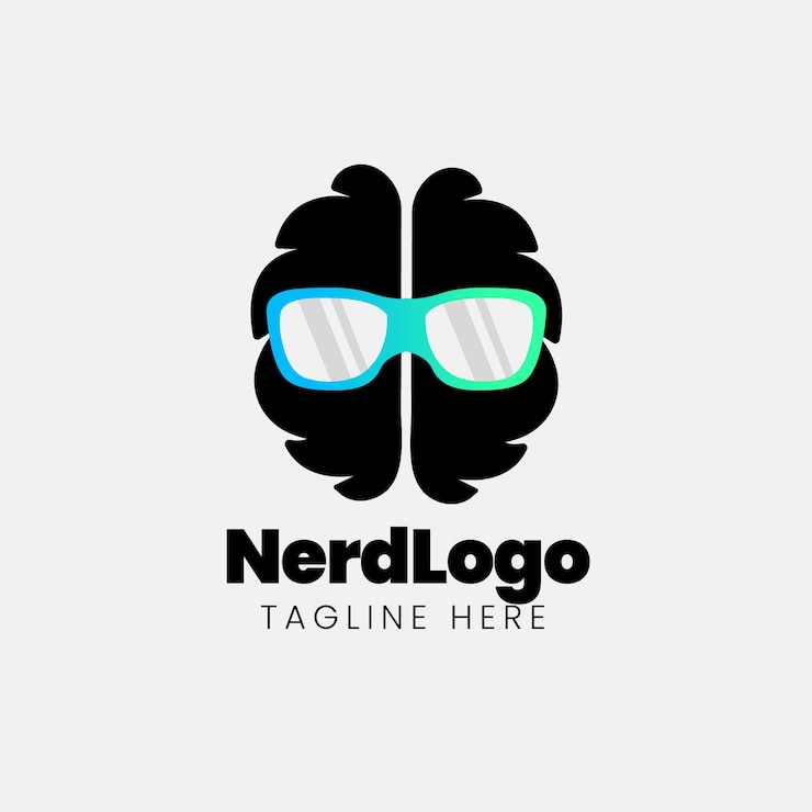 Vetor grátis modelo de logotipo gradiente nerd