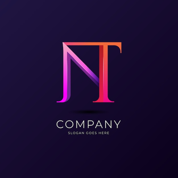 Modelo de logotipo gradiente nt ou tn