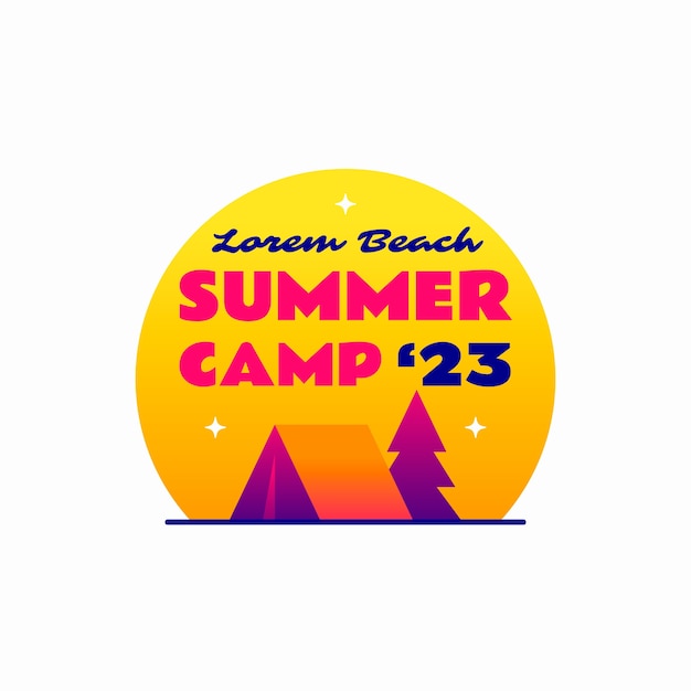 Modelo de logotipo gradiente para acampamento de verão