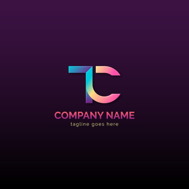 Modelo de logotipo gradiente tc