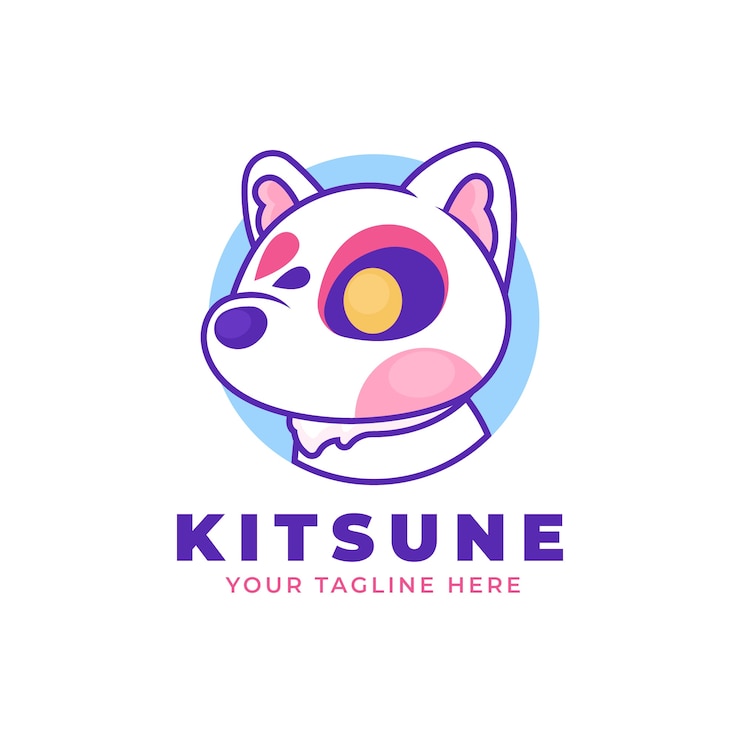 Vetor grátis modelo de logotipo kitsune desenhado à mão