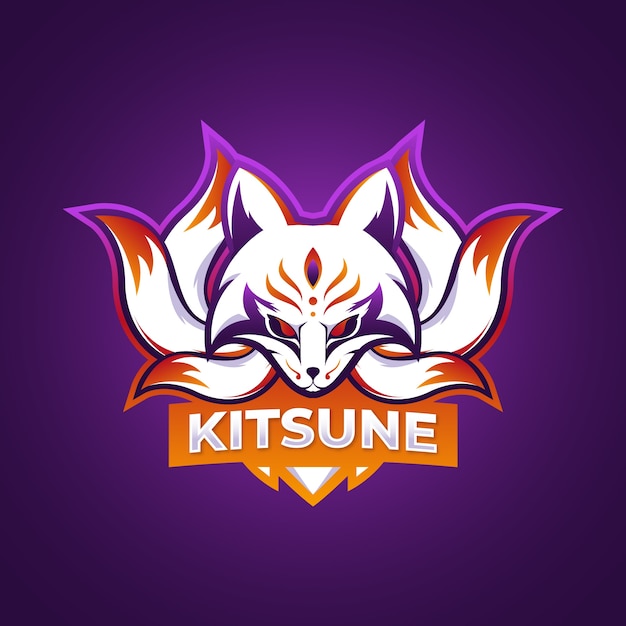 Vetor grátis modelo de logotipo kitsune gradiente