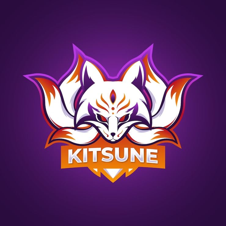 Vetor grátis modelo de logotipo kitsune gradiente