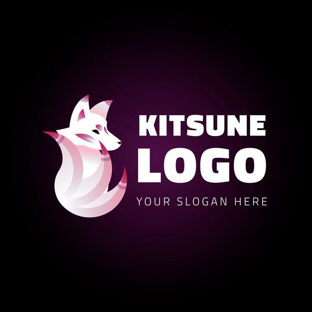 Modelo de logotipo kitsune gradiente