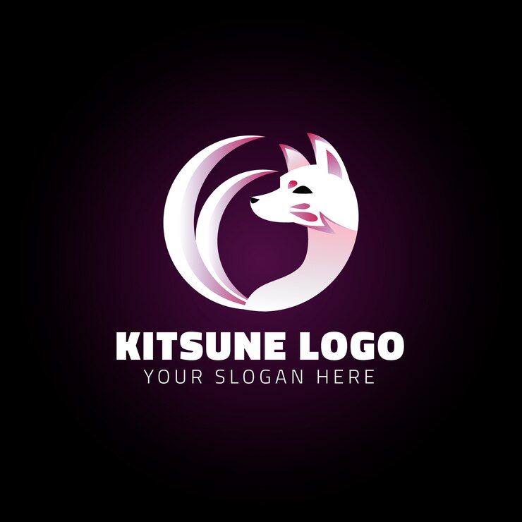 Vetor grátis modelo de logotipo kitsune gradiente