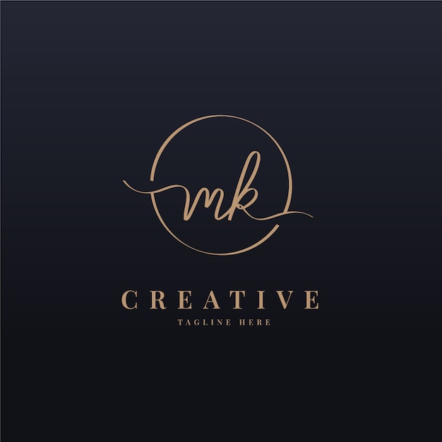 Vetor grátis modelo de logotipo mk profissional criativo