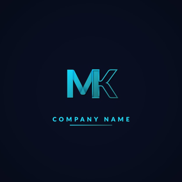 Modelo de logotipo MK profissional criativo