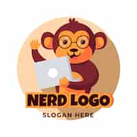 Vetor grátis modelo de logotipo nerd criativo de design plano