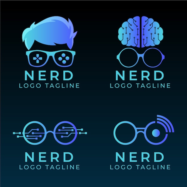 Vetor grátis modelo de logotipo nerd criativo em gradiente