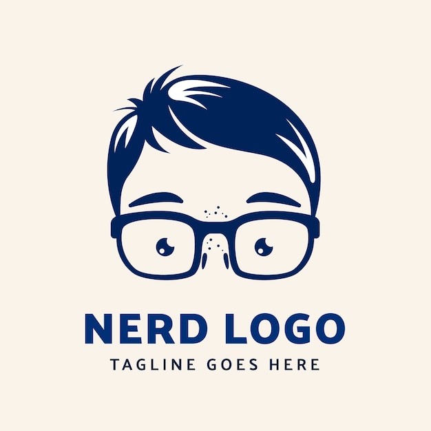 Vetor grátis modelo de logotipo nerd de design plano