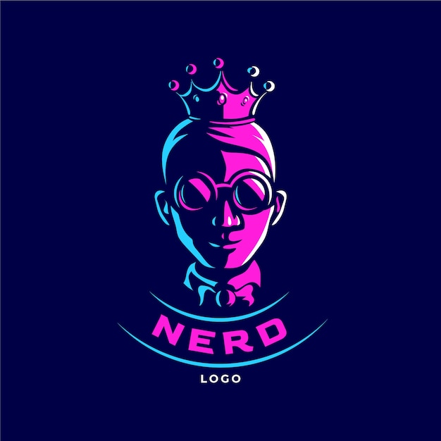 Vetor grátis modelo de logotipo nerd desenhado à mão