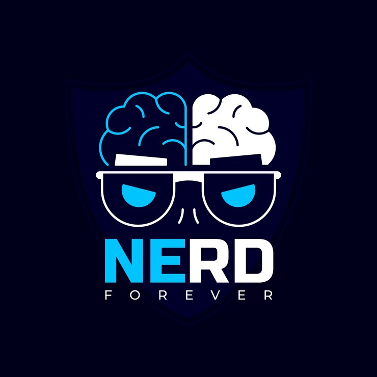 Vetor grátis modelo de logotipo nerd desenhado à mão
