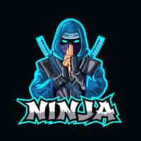 Vetor grátis modelo de logotipo ninja com detalhes