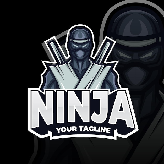 Modelo de logotipo ninja com detalhes