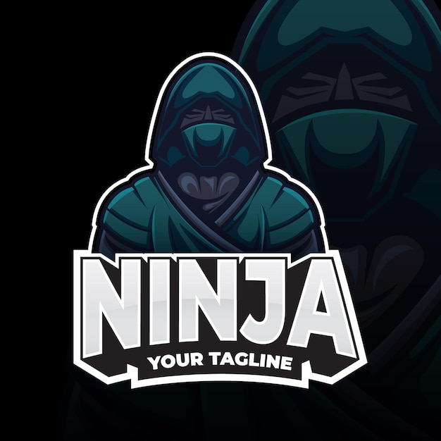 Modelo de logotipo ninja com detalhes