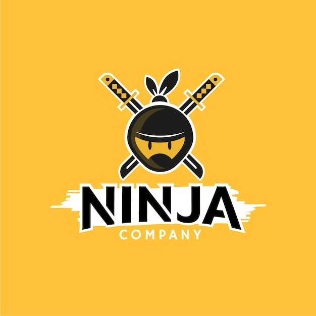 Vetor grátis modelo de logotipo ninja de design plano