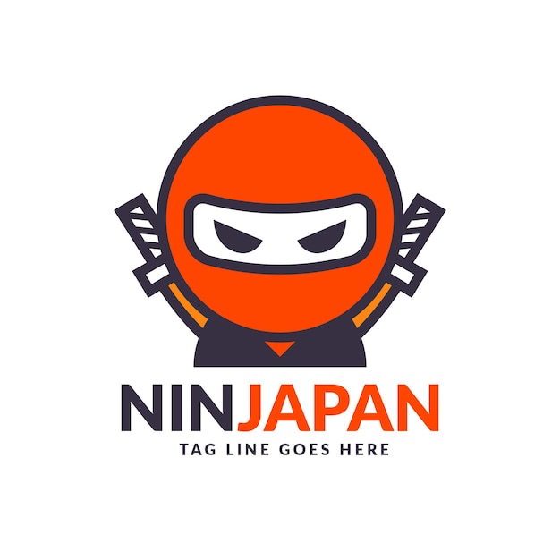 Modelo de logotipo ninja em estilo simples