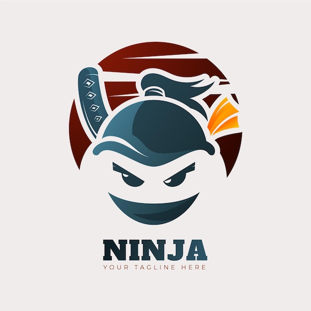 Modelo de logotipo ninja em gradiente