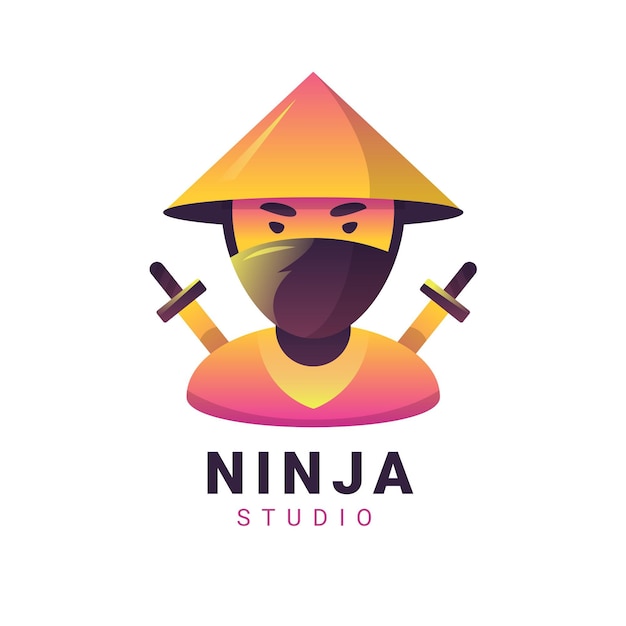 Vetor grátis modelo de logotipo ninja em gradiente