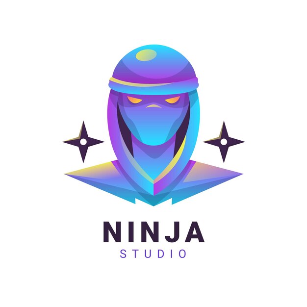 Modelo de logotipo Ninja em gradiente