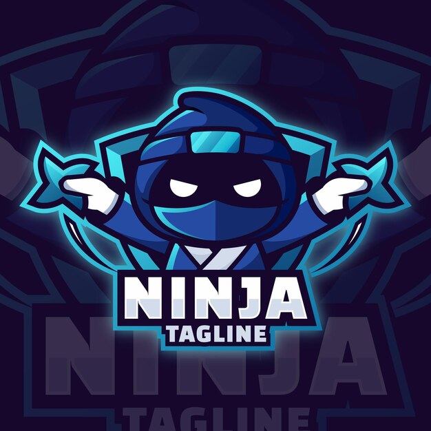 Modelo de logotipo Ninja em gradiente