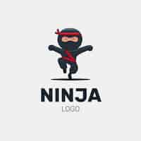 Vetor grátis modelo de logotipo ninja plano linear