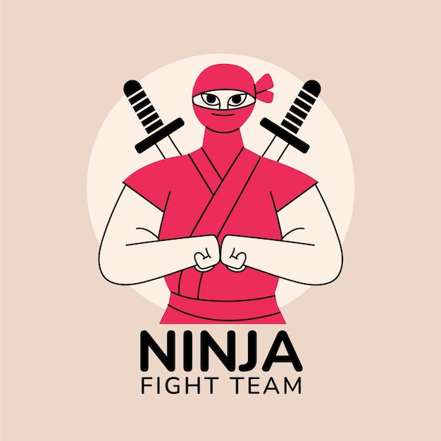 Vetor grátis modelo de logotipo ninja plano